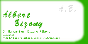 albert bizony business card